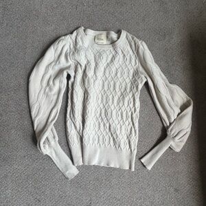 Elie Tahari Cream Crew Neck Sweater Textured Knit
